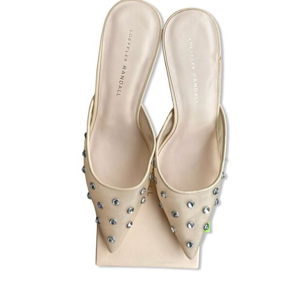 NEW Loeffler Randall Paloma Mules heels shoes Cream rhinestones Revolve 9.5 - Picture 12 of 13